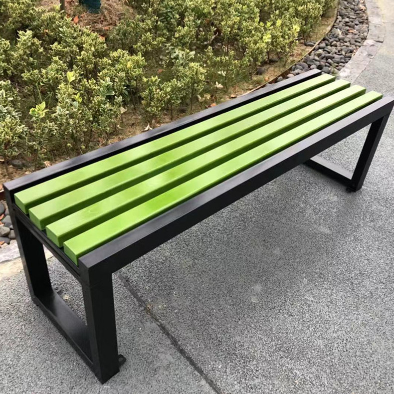 modern style professional long plastic wood metal composite park garden patio outdoor bench