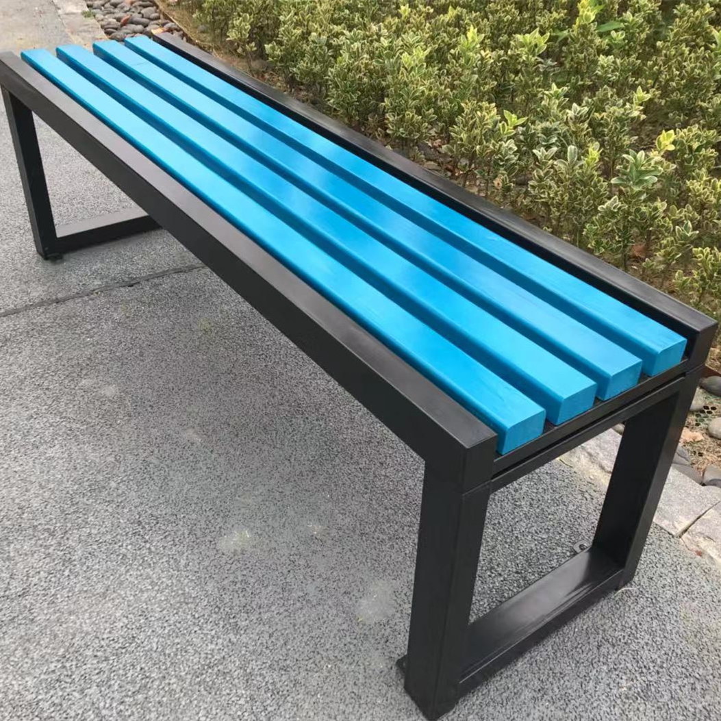 modern style professional long plastic wood metal composite park garden patio outdoor bench