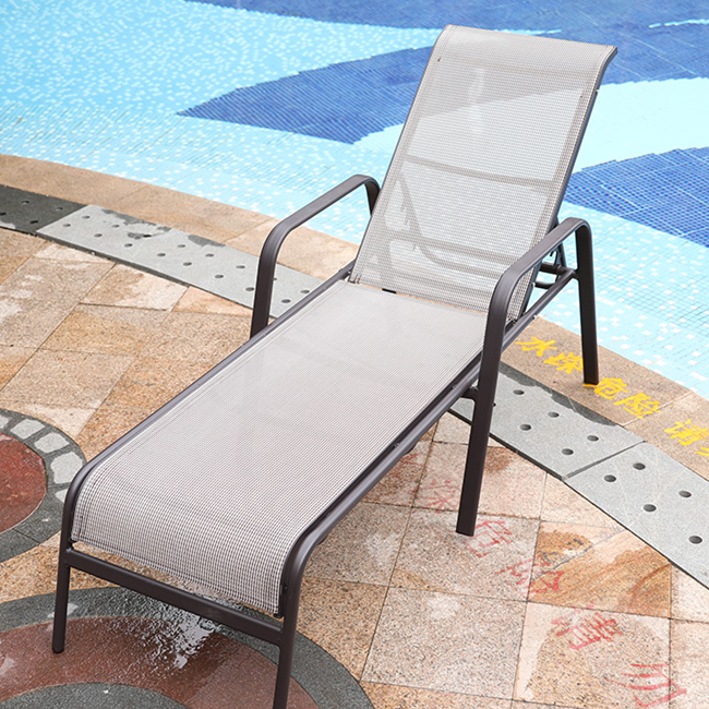 New style Hotel Swimming pool Balcony Garden Aluminum Sling Reclining Patio Sun Bed Beach Chair Sun Lounger