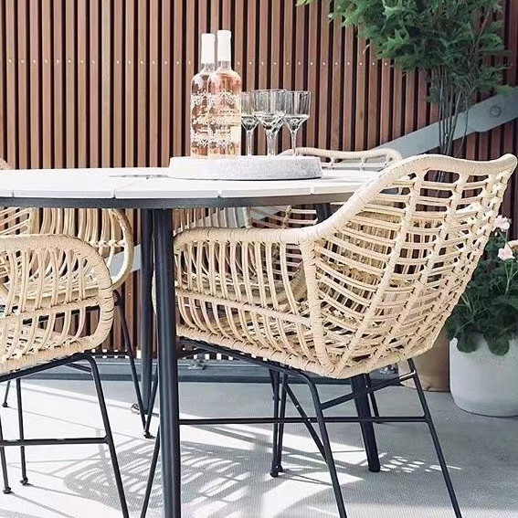 Hot selling Outdoor Waterproof Furniture Aluminum Frame Rattan Wicker patio Restaurant Dining Garden Chair