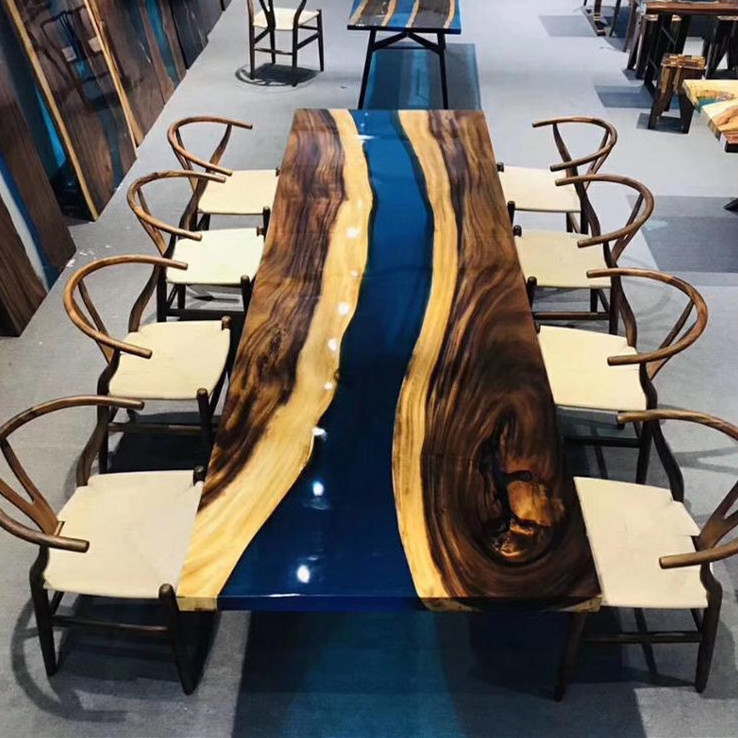 wholesale modern outdoor furniture custom river resin epoxy wood restaurant dining table