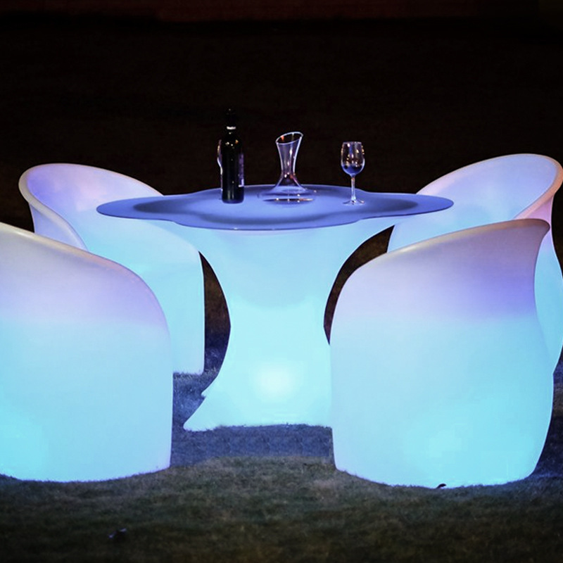 high event party garden light up lounge Beach top cocktail furniture round club led outdoor bar table