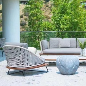 New Aluminum Custom Furniture Modular Wicker With Waterproof All weather Cushions Round Sectional Garden  Rattan Outdoor Sofa