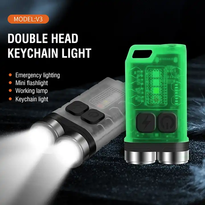 V3 900 Lumens Keychain Flashlight Waterproof IP65 Type-C Mini Flashlight UV Led Magnetic Flash Light With Uv Lantern