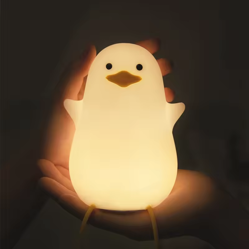 Bedroom Soft Light Sleeping Bedside Lamp Silicone Pat Table Lamp Mobile Phone Holder Children Duck Small Night Light