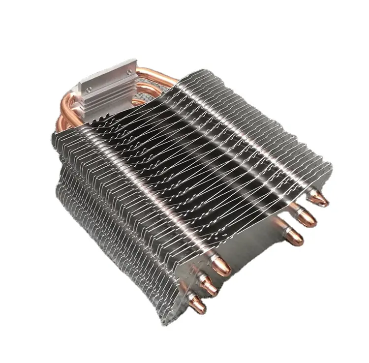 High Power 200w 400w GPU Round Copper Tube LED Heatsink Cooling Aluminum Fins Heat Pipe Heat Sink with Copper Base Plate