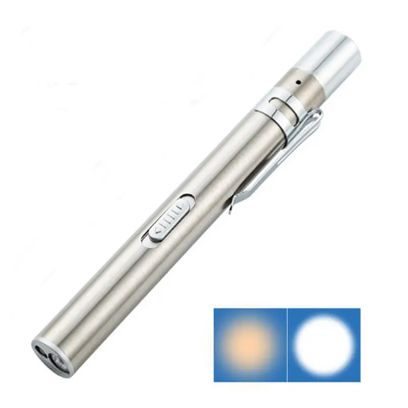 Metal Portable Usb Mini Rechargeable Flashlight Stainless Steel Glare Medical Flashlight Pen Light LED with Lithium Battery