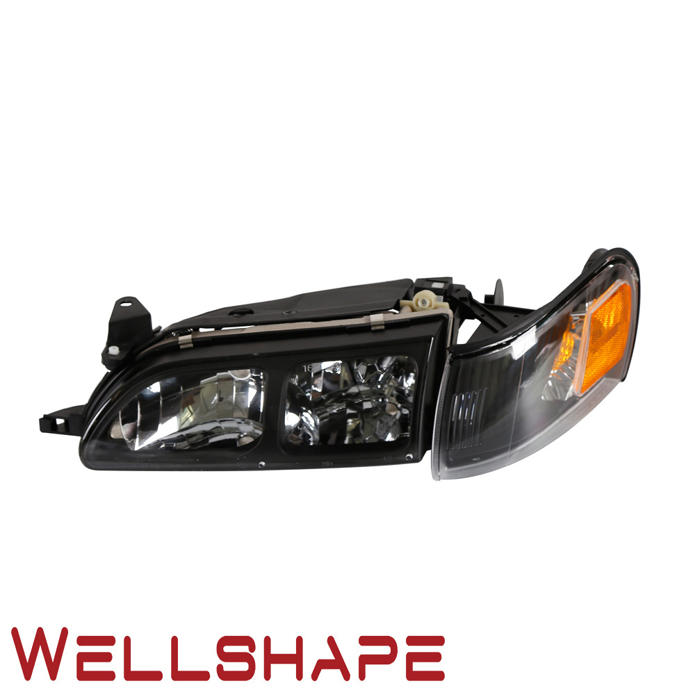 For 93 94 95 96 97 Toyota Corolla DX Black Headlights Clear Lens Headlamps Pair Set corner lamp black