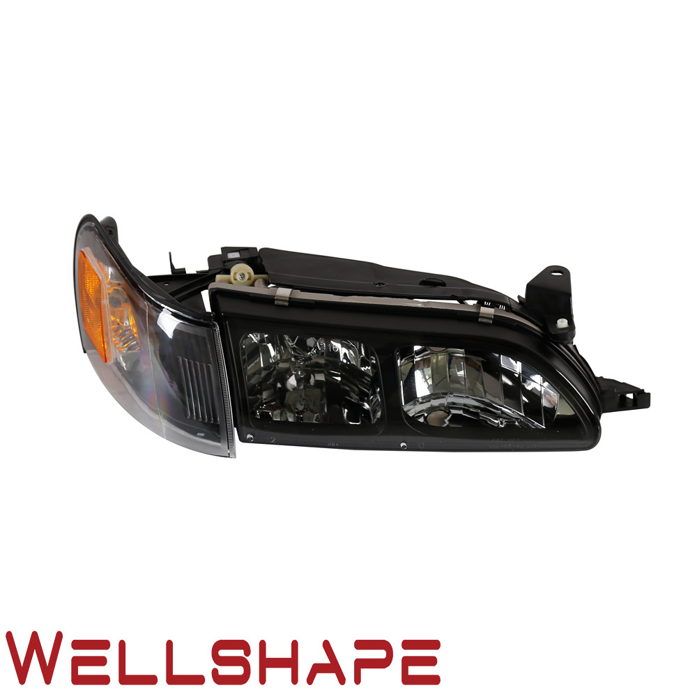 For 93 94 95 96 97 Toyota Corolla DX Black Headlights Clear Lens Headlamps Pair Set corner lamp black