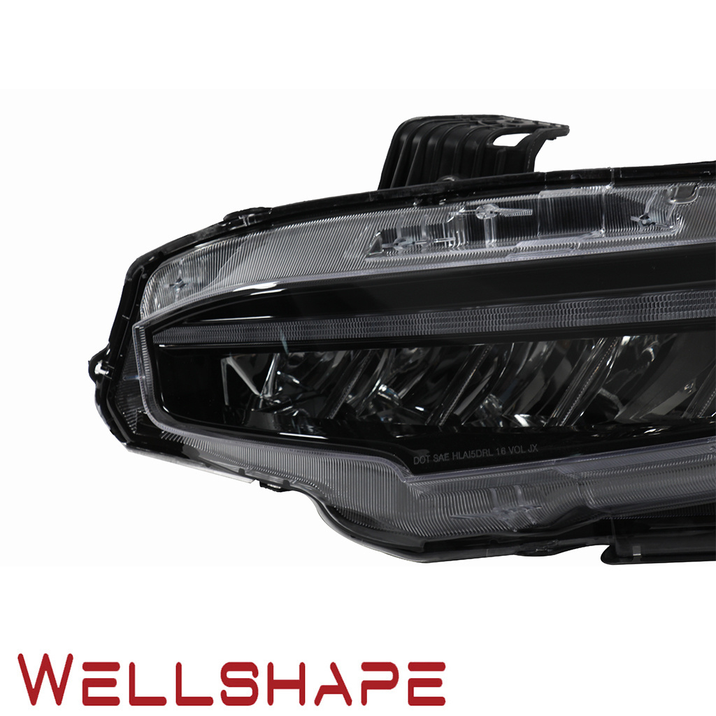 Fit For 2016-2018 Honda Civic LED DRL and Sequential Turn Signal Type-R Style Headlights Headlamps Set