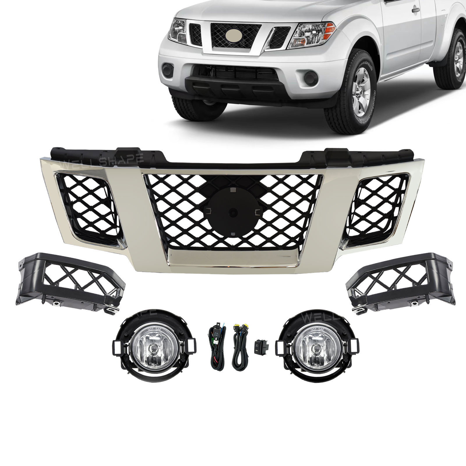 Fits Nissan Frontier 09'-21' Front Upper Grille/Fog Lamp/Front Bumper Bracket