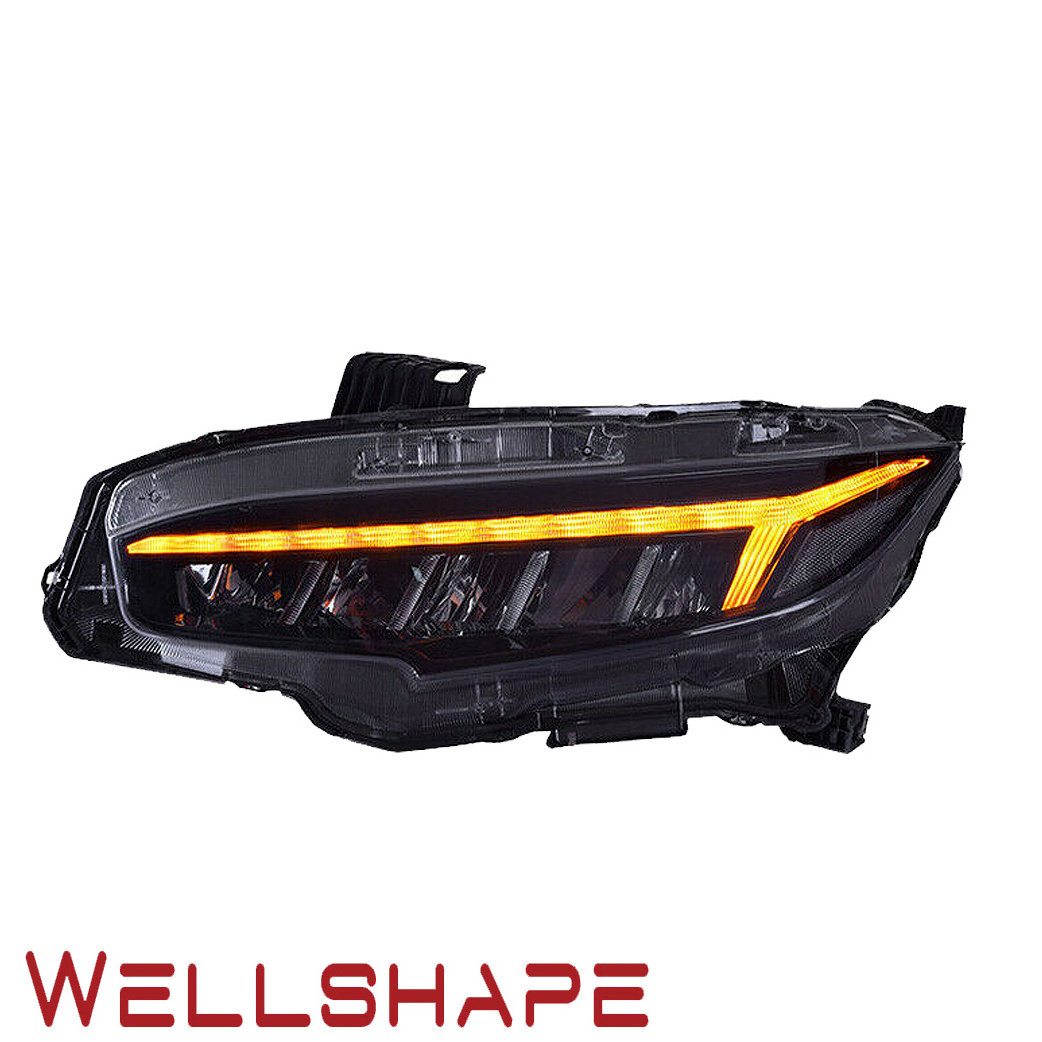 Fit For 2016-2018 Honda Civic LED DRL and Sequential Turn Signal Type-R Style Headlights Headlamps Set