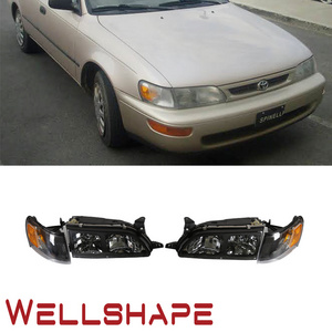 For 93 94 95 96 97 Toyota Corolla DX Black Headlights Clear Lens Headlamps Pair Set corner lamp black