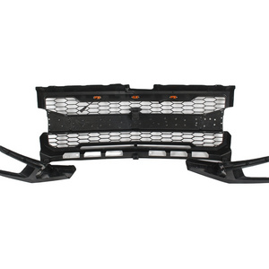 Fits For 2019 2020 Chevrolet Silverado 1500 Front Mesh Style W/LED Grille Gloss Black