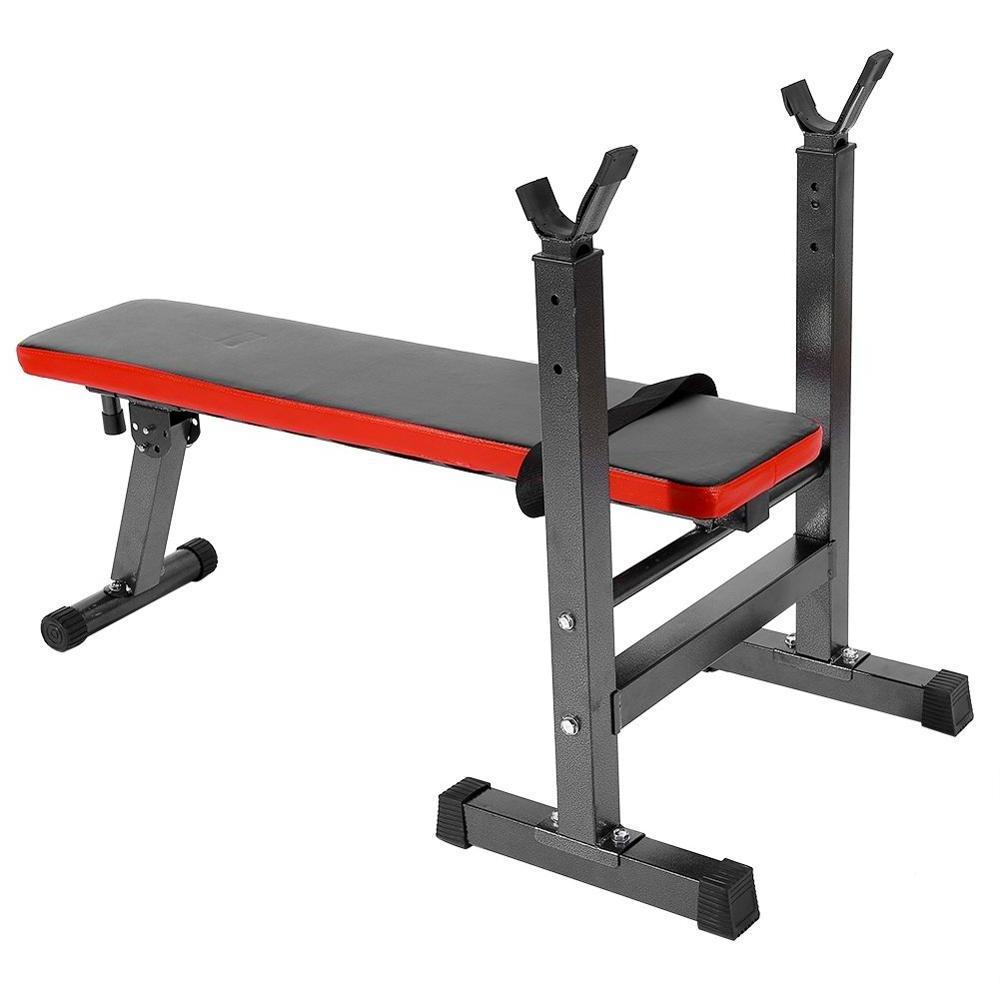 WellShow Sport Weight Bench Lifting Bench Sit Up Bench With Adjustable Barbell Rack For Home Gym