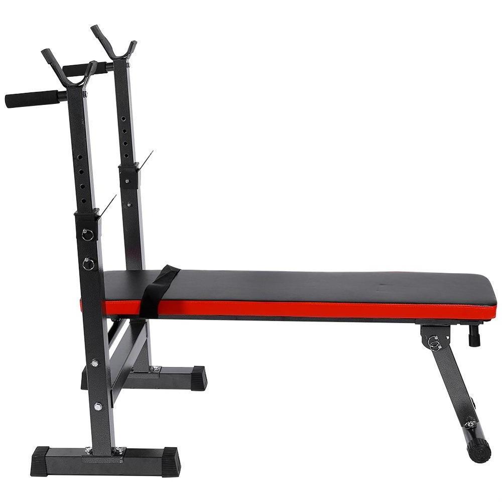 WellShow Sport Weight Bench Lifting Bench Sit Up Bench With Adjustable Barbell Rack For Home Gym