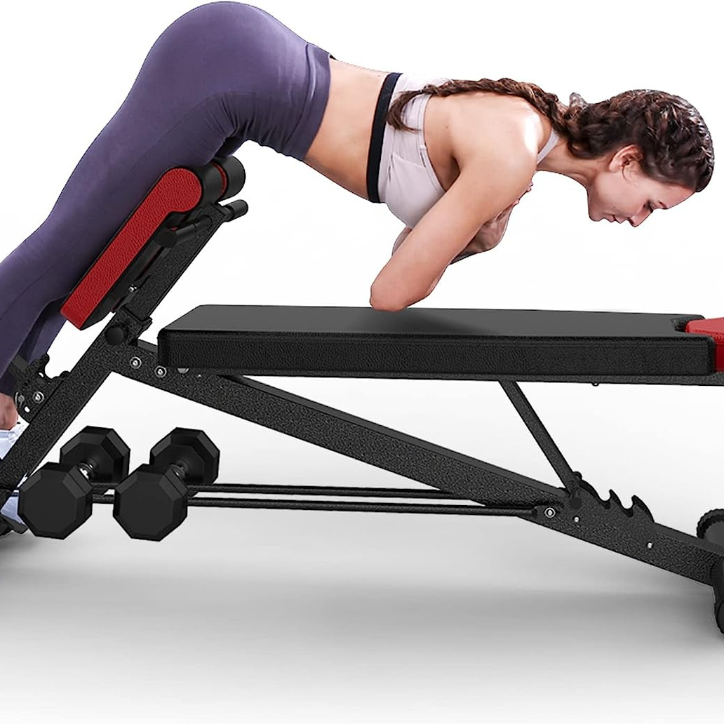 Wellshow  Adjustable Weight Bench for Total Body Workout Back Adjustable Ab Sit up Bench  Flat Bench