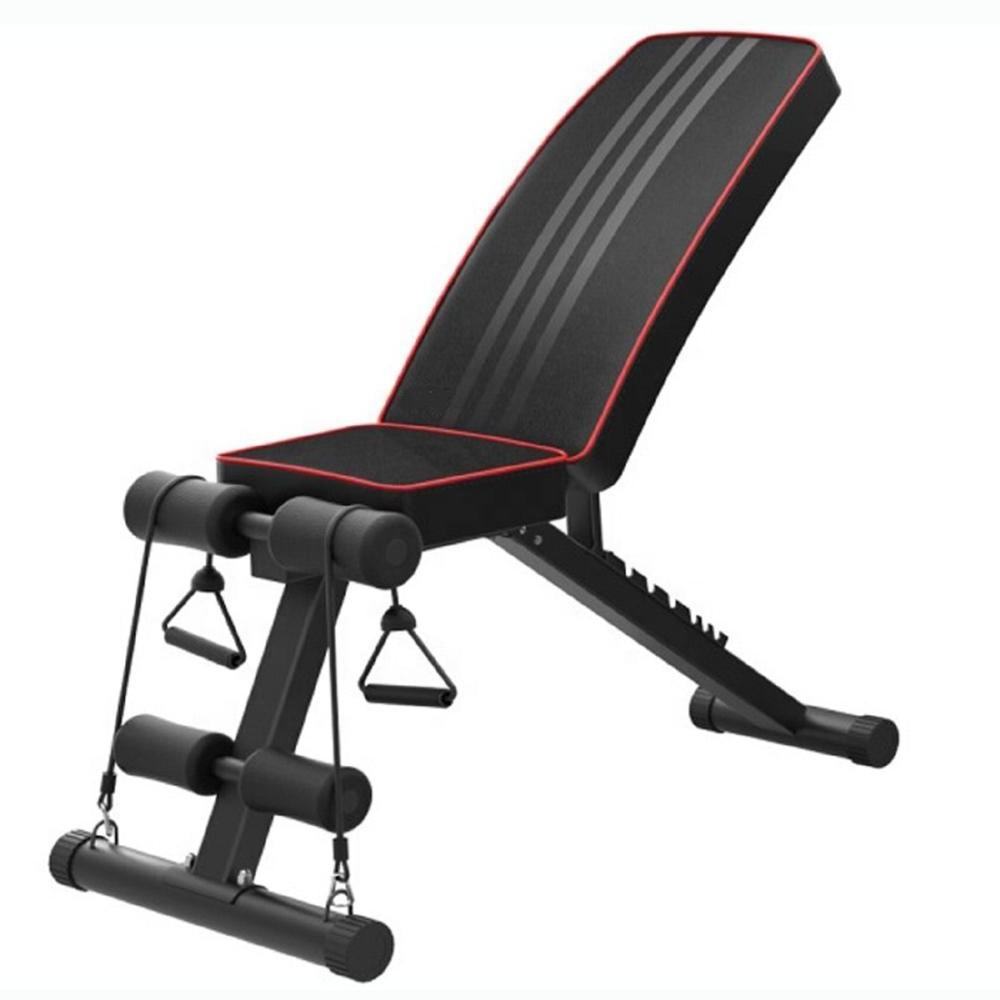 Wellshow Sport OEM Dumbbell Adjustable Folding Flat Sit Up Weight Bench Gym Bench With Pull Rope Ab Weight Lifting Bench