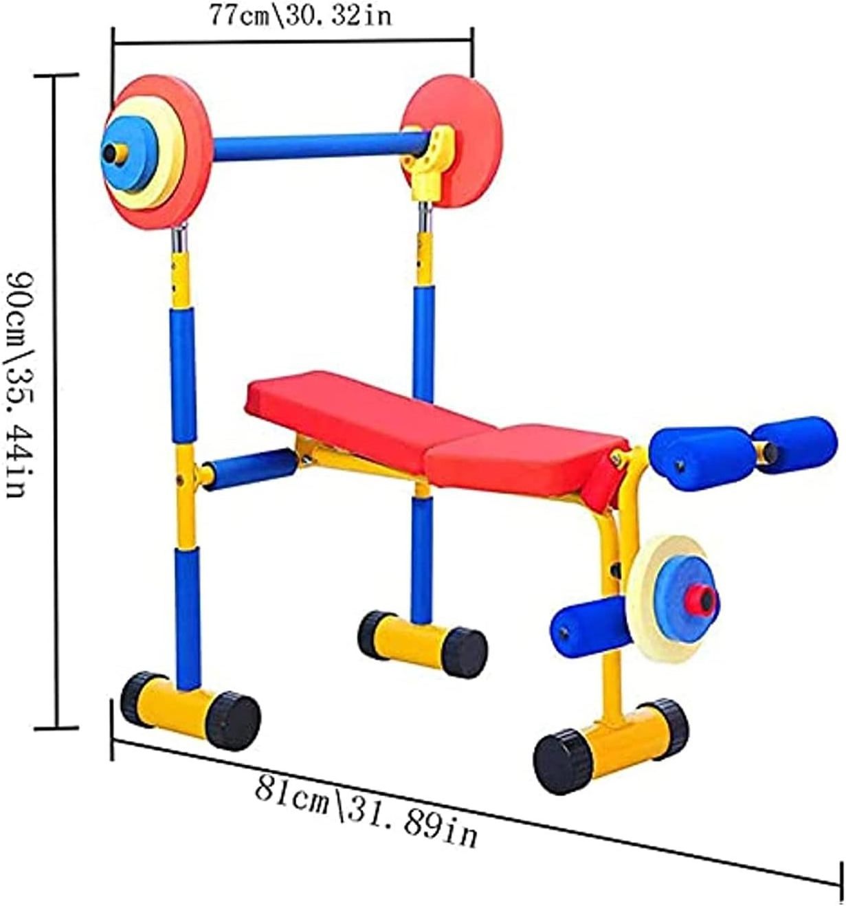 Wellshow Fun And Fitness Exercise Equipment For Kids Weight Bench Set Toddler Gym For Beginner Exercises