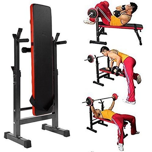 WellShow Sport Weight Bench Lifting Bench Sit Up Bench With Adjustable Barbell Rack For Home Gym