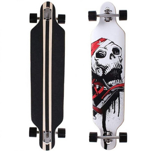 Wellshow Longboard Skateboard Deck Complete Board 9 Layer Maple Wood Sport Drop Down Through Cruiser 42'' Long Board Youngsters