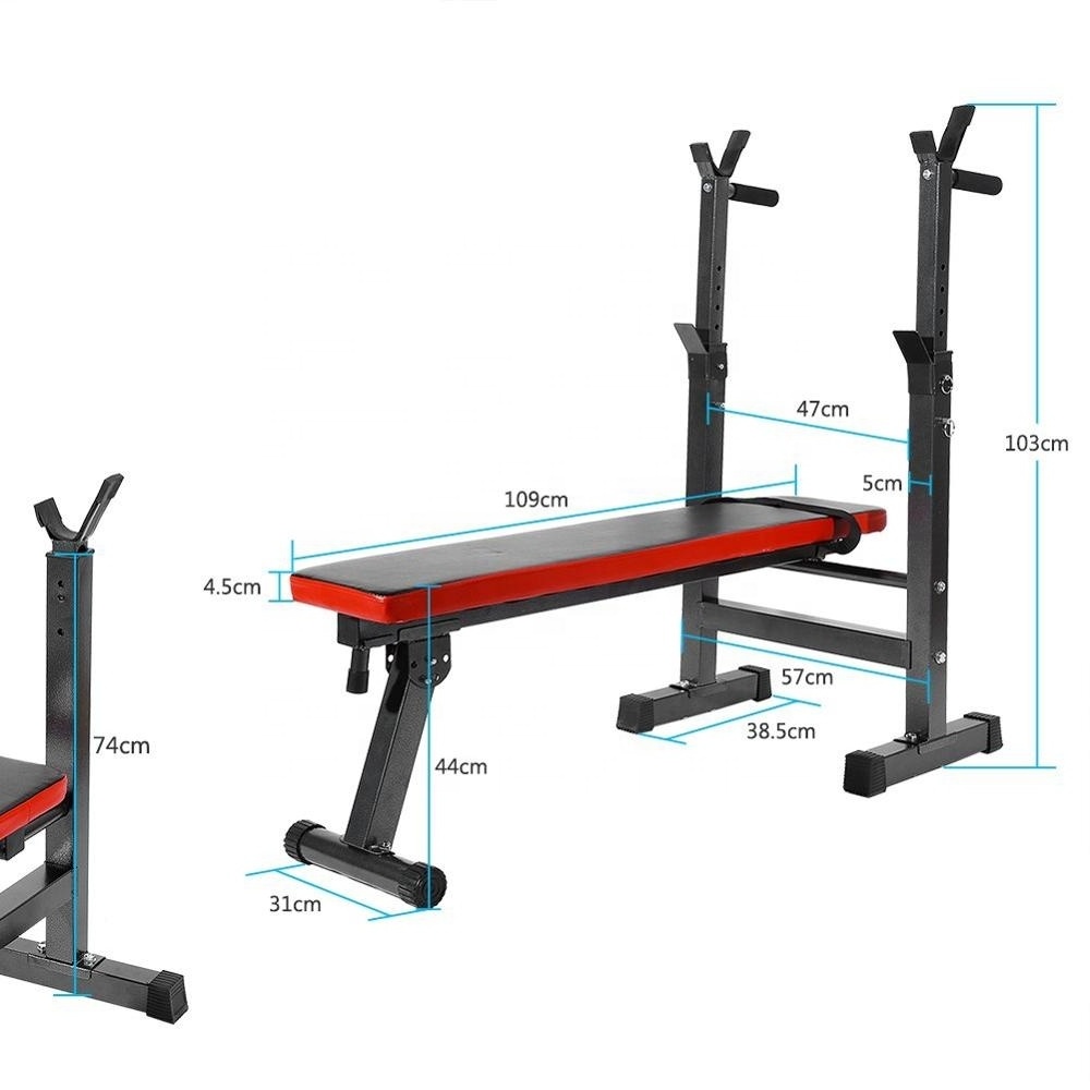 WellShow Sport Weight Bench Lifting Bench Sit Up Bench With Adjustable Barbell Rack For Home Gym