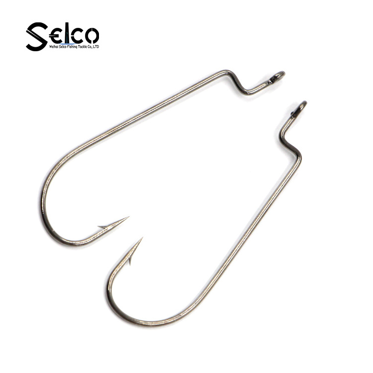 Large Fishing Hooks Saltwater Freshwater Wide Crank Fishing Hook for Bass Trout Salmon  Offset Worm Hook