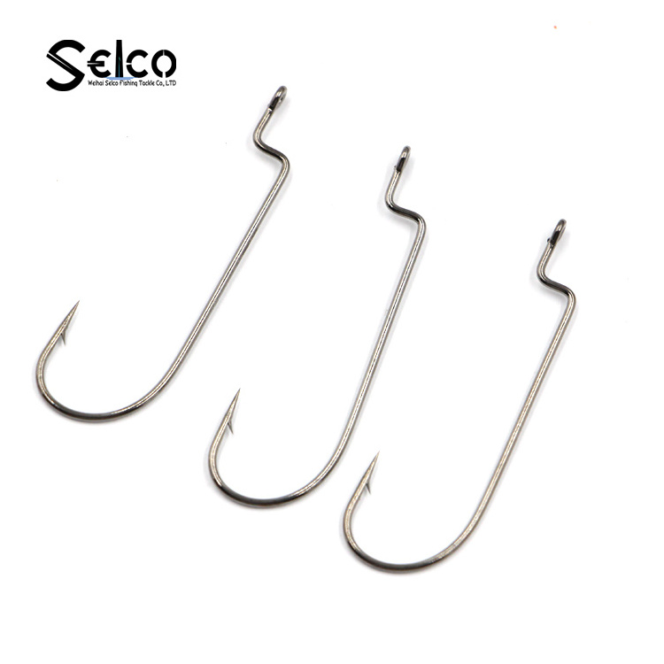 Large Fishing Hooks Saltwater Freshwater Wide Crank Fishing Hook for Bass Trout Salmon  Offset Worm Hook