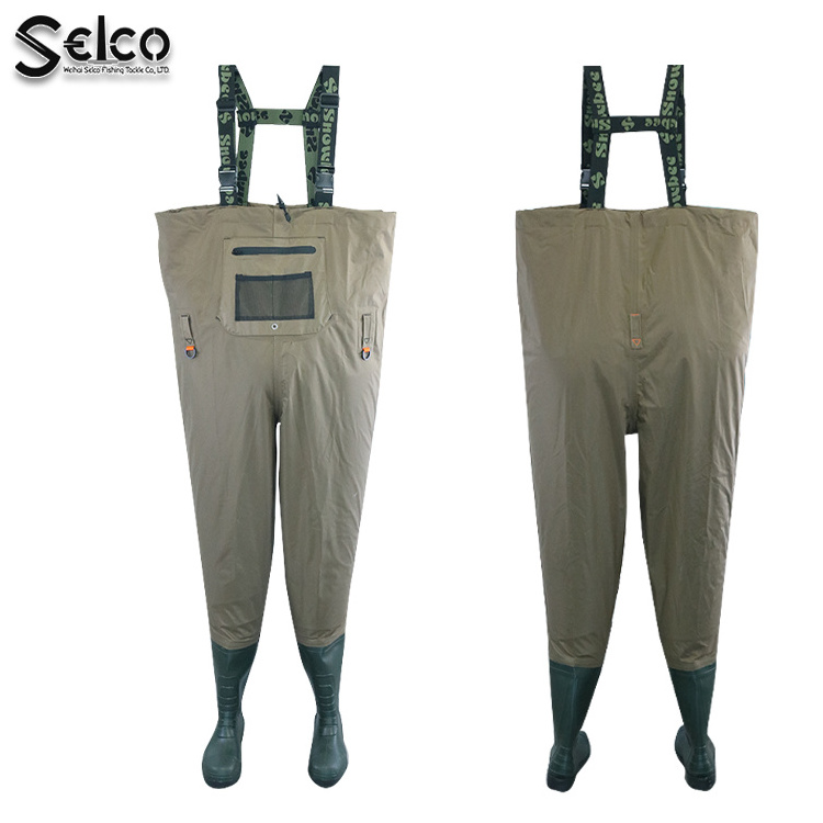 Selco amazon custom 5mm green color neoprene chest waders knee high fly fishing pant cheft waders