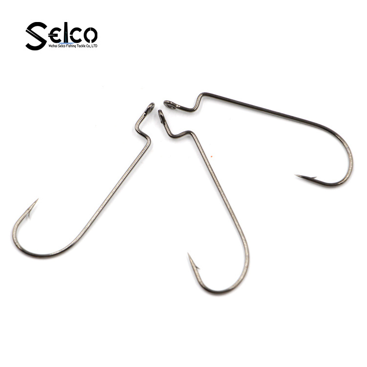 Large Fishing Hooks Saltwater Freshwater Wide Crank Fishing Hook for Bass Trout Salmon  Offset Worm Hook