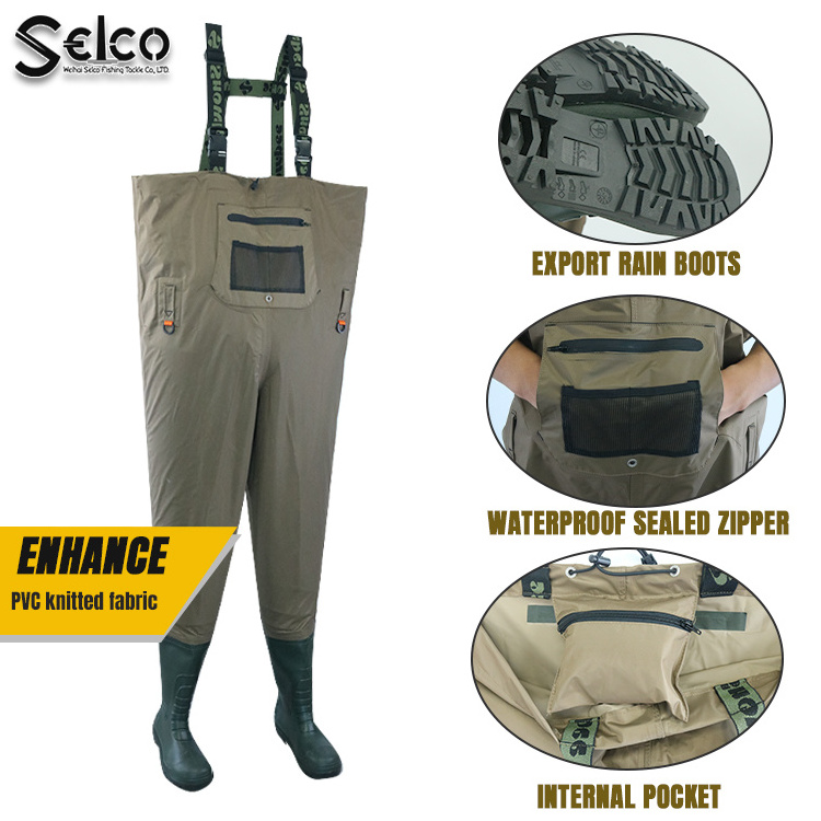 Selco amazon custom 5mm green color neoprene chest waders knee high fly fishing pant cheft waders