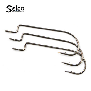 Large Fishing Hooks Saltwater Freshwater Wide Crank Fishing Hook for Bass Trout Salmon  Offset Worm Hook