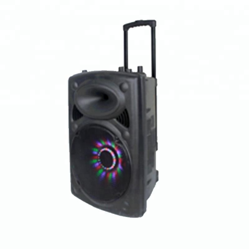 Museeq 12 inch PA System Rechargeable with USB/TF/FM/AUX/LED Light Outdoor Portable Wireless Bluetooth Trolley Speaker