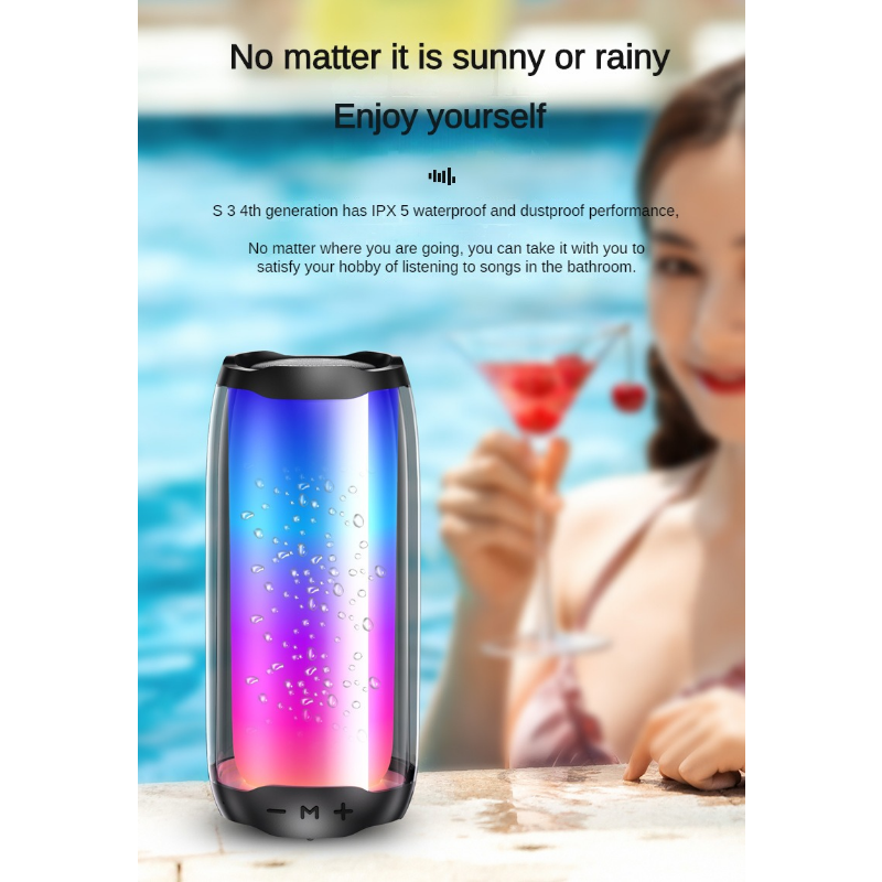 Museeq Bluetooth Speaker With RGB Flashlight Radio Function TF Card Playback IPX5 Waterproof Wireless Bluetooth Speaker