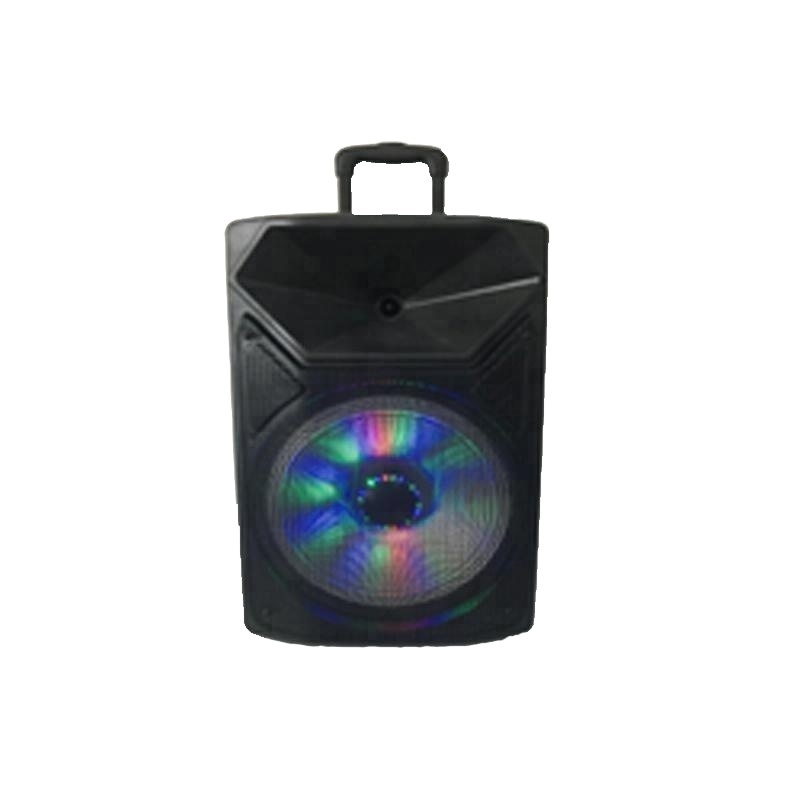 Museeq 12 inch PA System Rechargeable with USB/TF/FM/AUX/LED Light Outdoor Portable Wireless Bluetooth Trolley Speaker