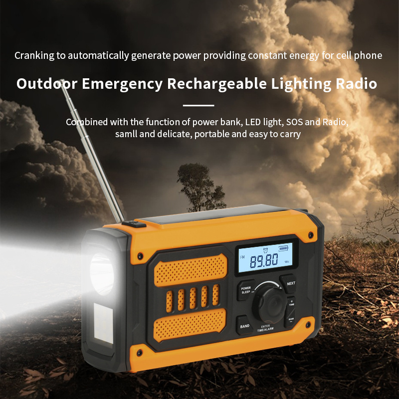 Museeq Rechargeable Portable  Built-in Flash light Reading light  with solar panel Emergency FM/AM/WB Radio