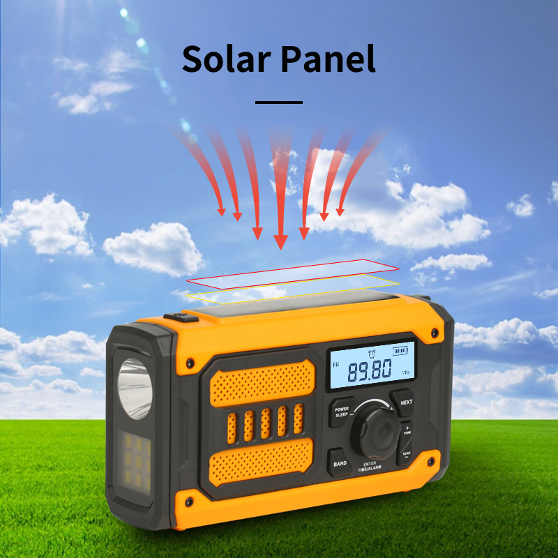 Museeq Rechargeable Portable  Built-in Flash light Reading light  with solar panel Emergency FM/AM/WB Radio