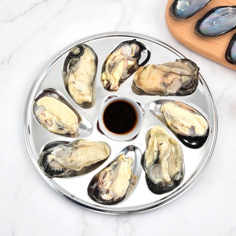 Food grade seafood serving tray stainless steel oyster plate seafood plate for sauce