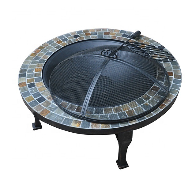 Hot selling outdoor garden metal marble round fire pit with lid