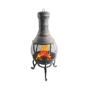 Outdoor Chimney Mesh Bronze cast iron Fire Bowl Fire Pit Garden Heater