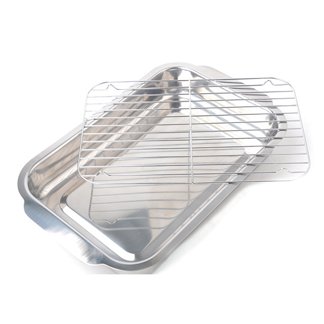 Stainless Steel Roasting Pan with Nonstick Rack Large Roaster Pan with Baking Rack Tray for Turkey Chicken