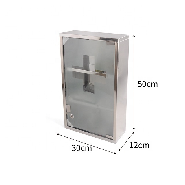 Hot selling stainless steel wall mount medicine chest medicine cabinet with glass door for hospital