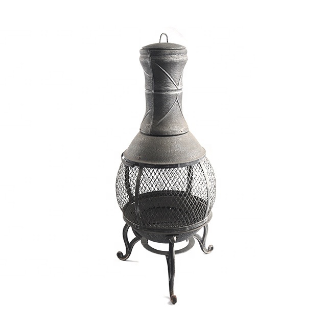 Firebowl Fireplace Poker Spark Screen Retardant Mesh Lid Deep Round Outside Tripod Fire pit nice Looking