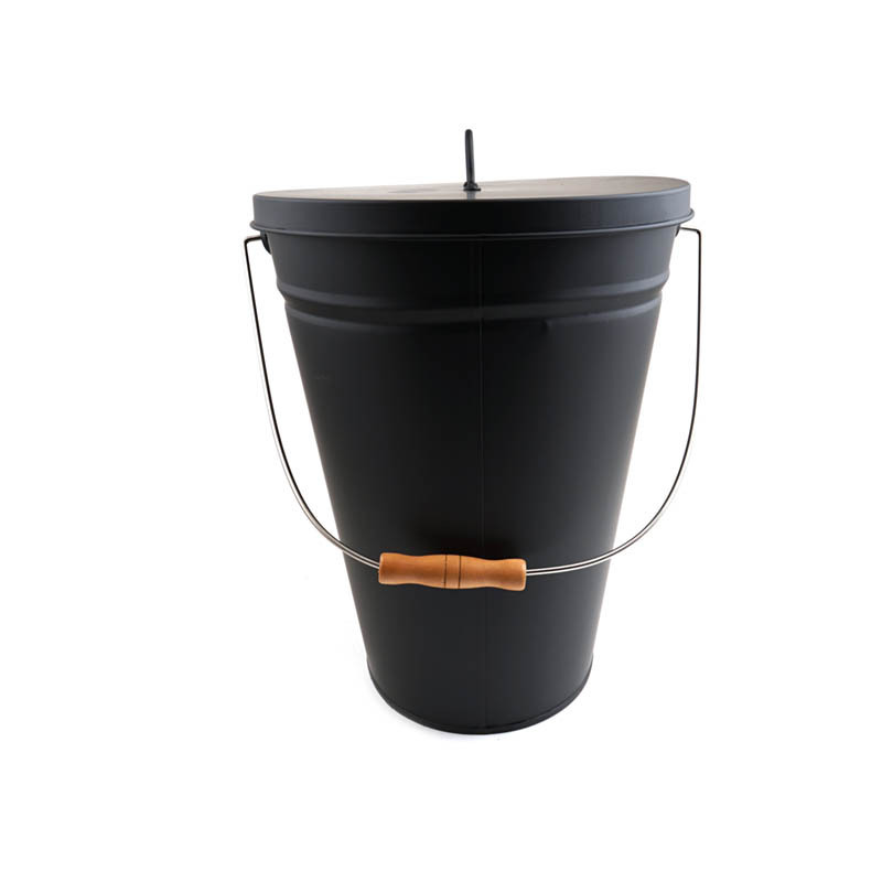 Iron ash bucket with lid coal bucket for fireplace fire pits burning stove Pellet Metal Buckets Pail Ash Can