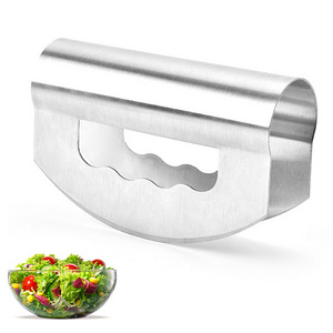 Stainless steel salad cutter 7 inch handle double blade herb chopper vegetable chopper for kitchen