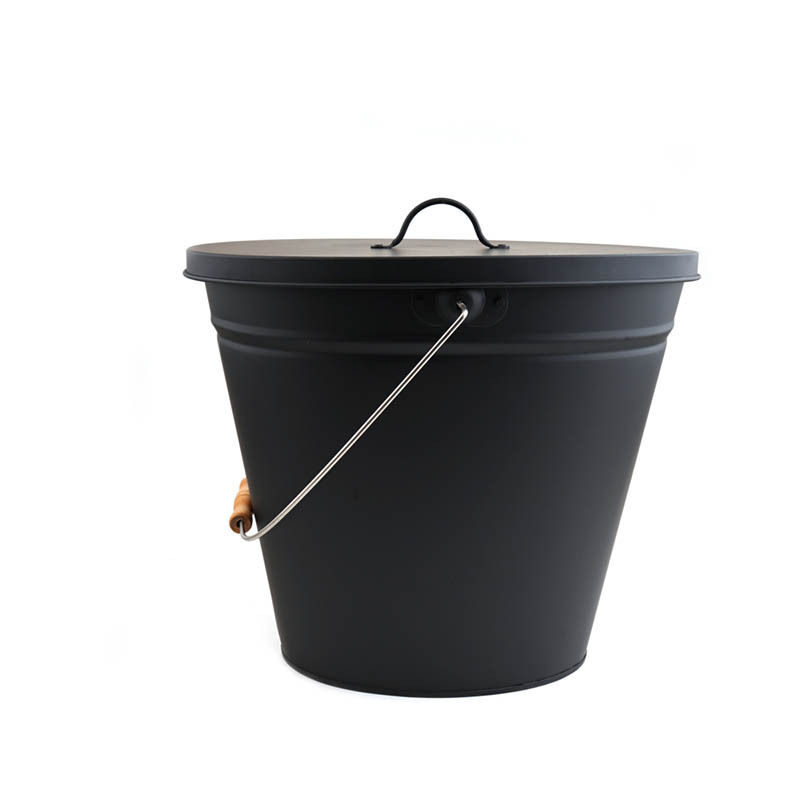 Iron ash bucket with lid coal bucket for fireplace fire pits burning stove Pellet Metal Buckets Pail Ash Can