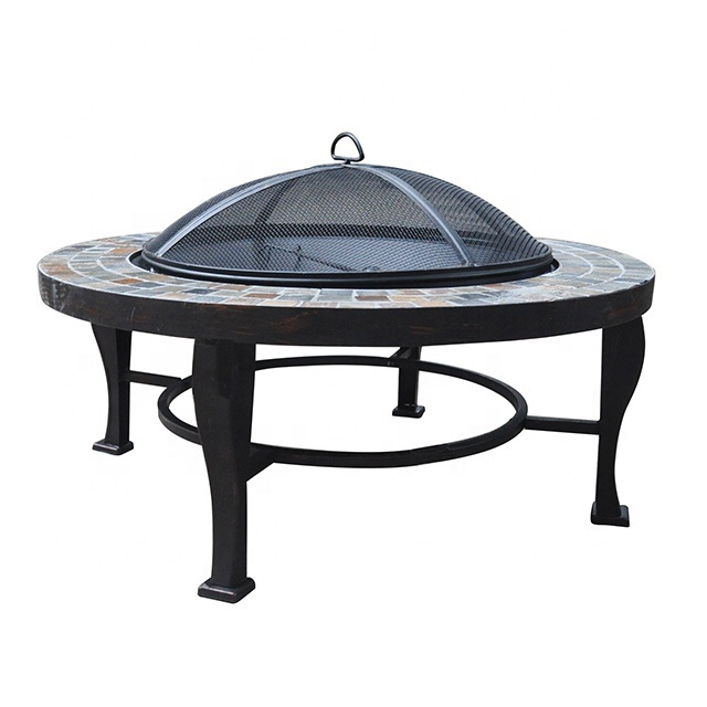 Hot selling outdoor garden metal marble round fire pit with lid