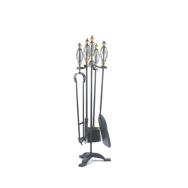 Black coating  5 Pieces fire place stand indoor fireplace companion tools kit set