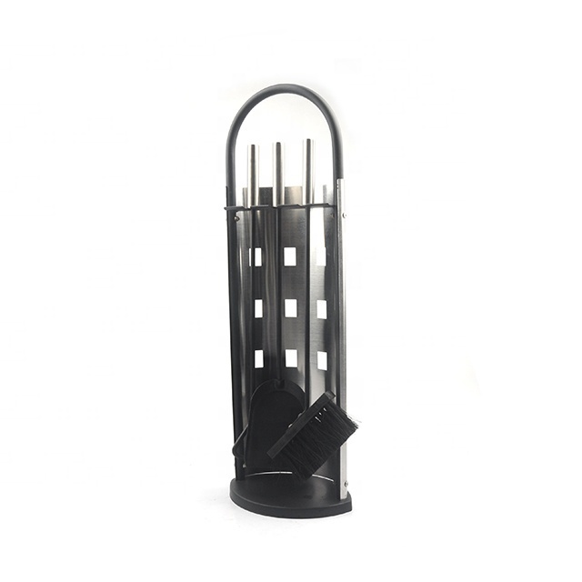 Hot selling black powder coating metal 3 pieces fireplace tools set fireplace accessory with tall holder