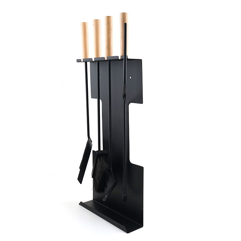 Fireplace Tools Set 5 Pieces Wrought Iron Fireset Fire Pit Poker Wood Stove Log Tongs Holder Fireplace Tool Set Black